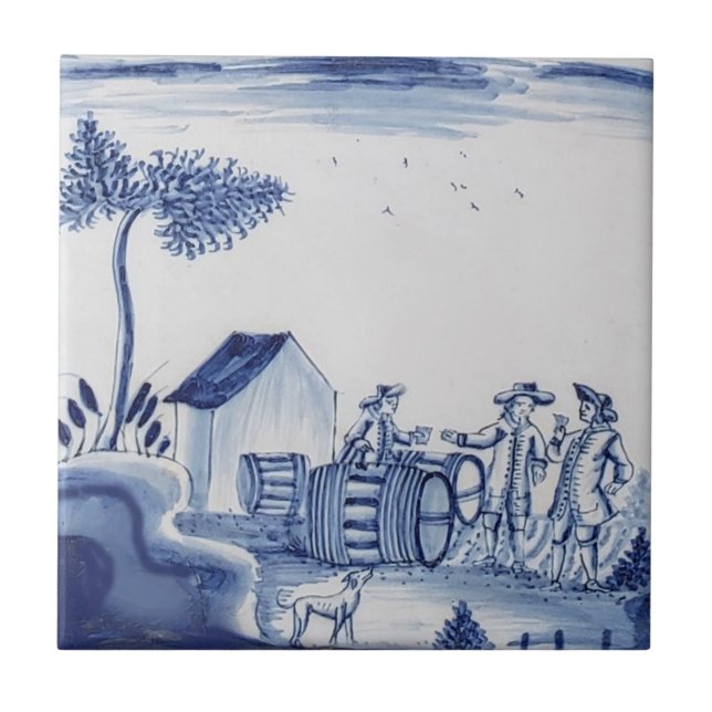 Traditionell Delft-panel med Barrels-35 Kakelplatta (Framsidan)