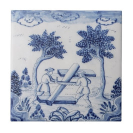 Traditionell Delft-panel med snickare-33 Kakelplatta