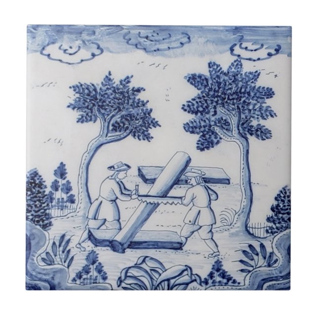 Traditionell Delft-panel med snickare-33 Kakelplatta (Framsidan)