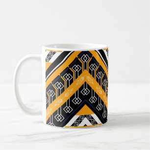 Traditionell desi av mönster i geoometrisk etnisk, kaffemugg