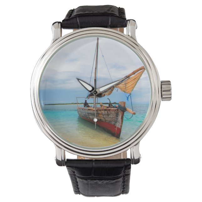Traditionell Dhow, Zanzibar, Tanzania Armbandsur (Framsida)
