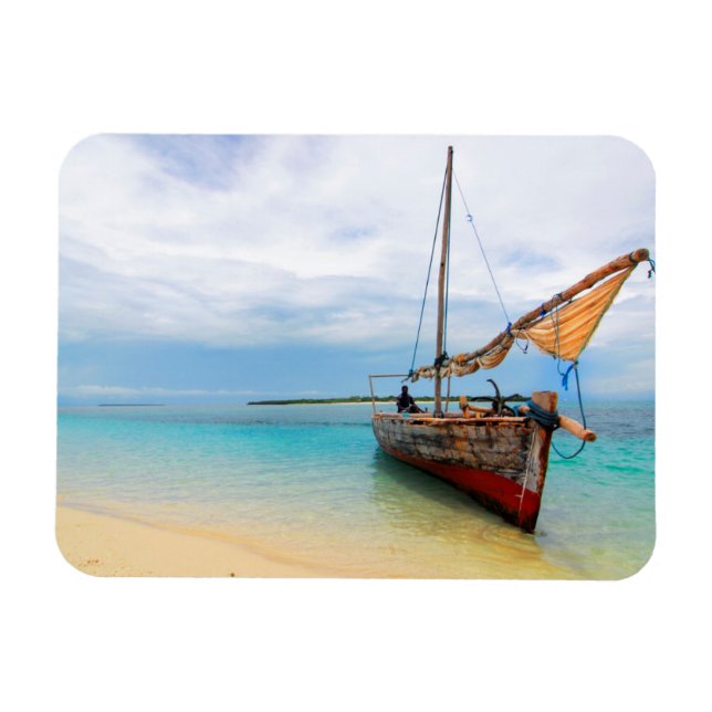 Traditionell dhow, Zanzibar, Tanzania Magnet (Horisontell)