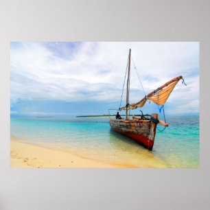 Traditionell Dhow, Zanzibar, Tanzania Poster