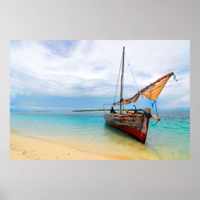 Traditionell dhow, Zanzibar, Tanzania Poster (Framsidan)