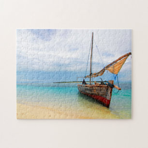 Traditionell dhow, Zanzibar, Tanzania Pussel