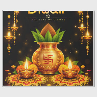 Traditionell Diwali Kalash och Diyas Festival Desi Presentpapper