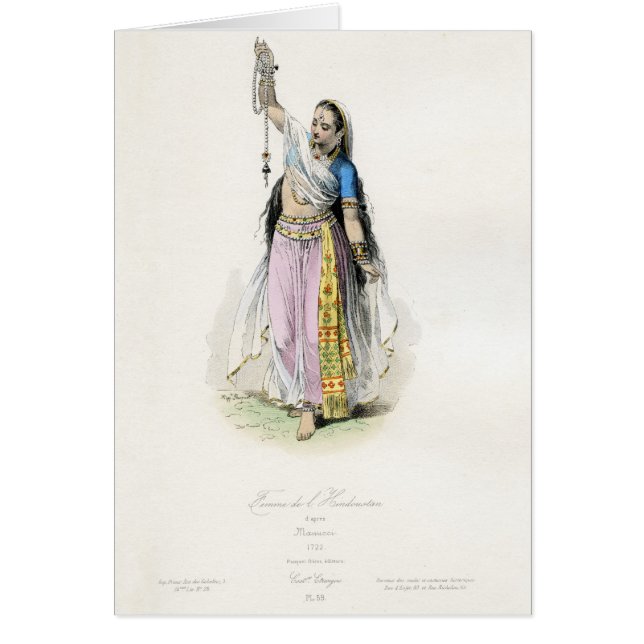 Traditionell dräkt för indisk kvinna hälsningskort (Framsidan)