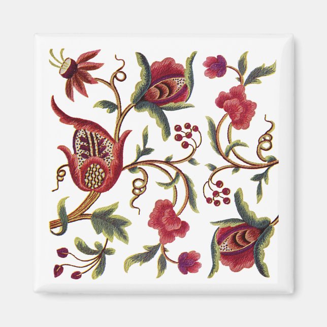 Traditionell drottning Anne Jacobean Embroidery Magnet (Framsidan)