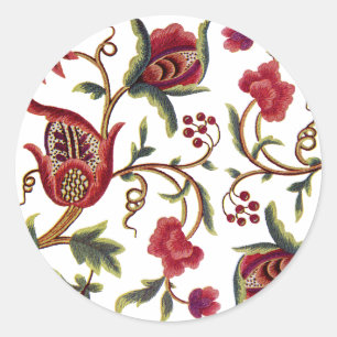 Traditionell drottning Anne Jacobean Embroidery Runt Klistermärke