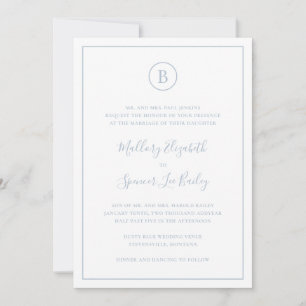 Traditionell Dusty Blue-Elegant allt på en Bröllop Inbjudningar