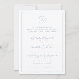 Traditionell Dusty Blue Elegant bröllop Inbjudningar