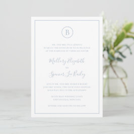 Traditionell Dusty Blue Elegant bröllop Inbjudningar