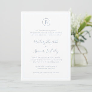 Traditionell Dusty Blue Elegant bröllop Inbjudningar