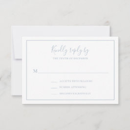 Traditionell Dusty Blue Elegant bröllop OSA Kort