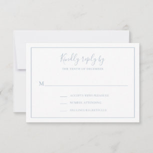 Traditionell Dusty Blue Elegant bröllop OSA Kort