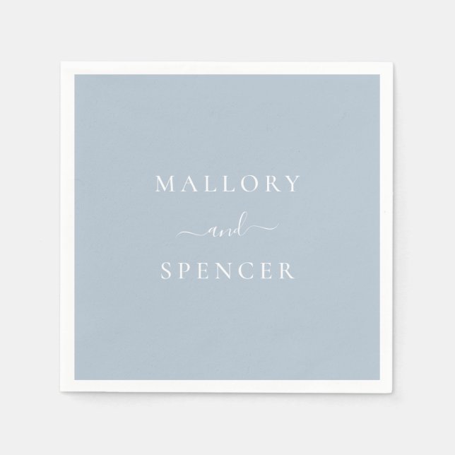 Traditionell Dusty Blue Elegant bröllop Pappersservett (Framsidan)