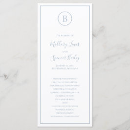 Traditionell Dusty Blue Elegant bröllop Program