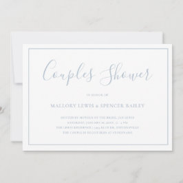 Traditionell Dusty Blue Elegant Par Shower Inbjudningar