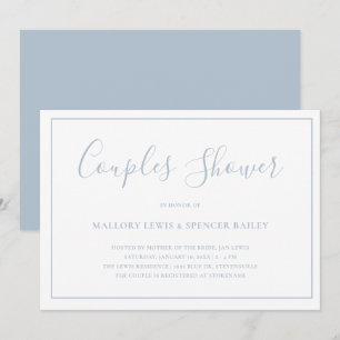 Traditionell Dusty Blue Elegant Par Shower Inbjudningar