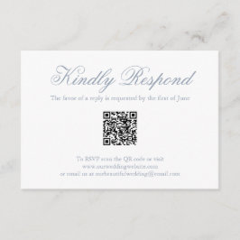 Traditionell Dusty Blue Forme QR-kod Bröllop OSA Kort