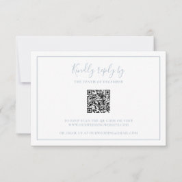 Traditionell Dusty Blue QR-kod Elegant bröllop OSA Kort
