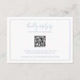 Traditionell Dusty Blue QR-kod Elegant bröllop OSA Kort