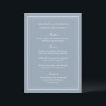 Traditionell Dusty Blue Timless Bröllop Meny<br><div class="desc">Menyn elegant bröllop med enkel och klassisk design.</div>