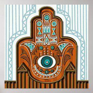 Traditionell egyptisk Hamsa Khamsa Hand från Fatim Poster