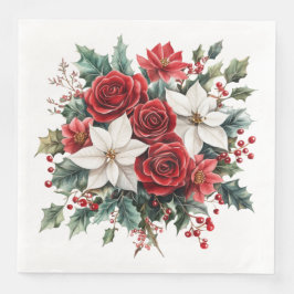 Traditionell Elegant jul Poinsettia Pappersservett