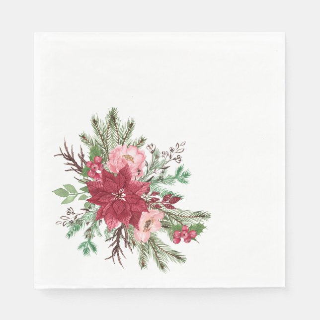 Traditionell Elegant - julklapp för Poinsettia Pappersservett (Framsidan)