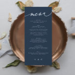 Traditionell Elegant - marinblått monogram Meny<br><div class="desc">slimmad meny som matchar samlingen *om du vill ha fler pappra alternativ kan den här designen överföras till ett slimmat program *eller kontakta mig om du vill ha mer hjälp</div>