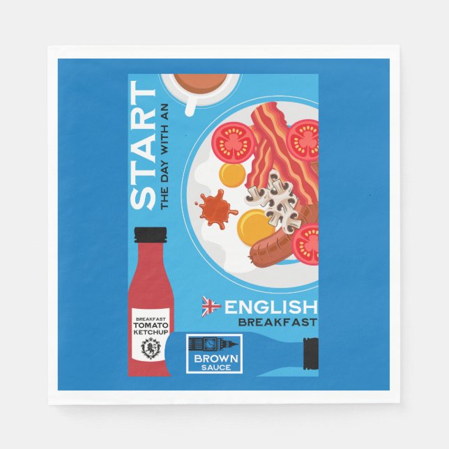Traditionell engelsk frukost pappersservett (Framsidan)