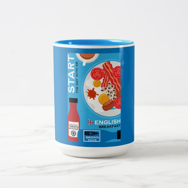 Traditionell engelsk frukost Två-Tonad mugg (Center)