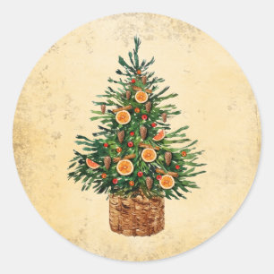 Traditionell enkel julgran Land Runt Klistermärke