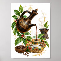 Traditionell etiopisk kaffeceremoni Väggkonst Pos