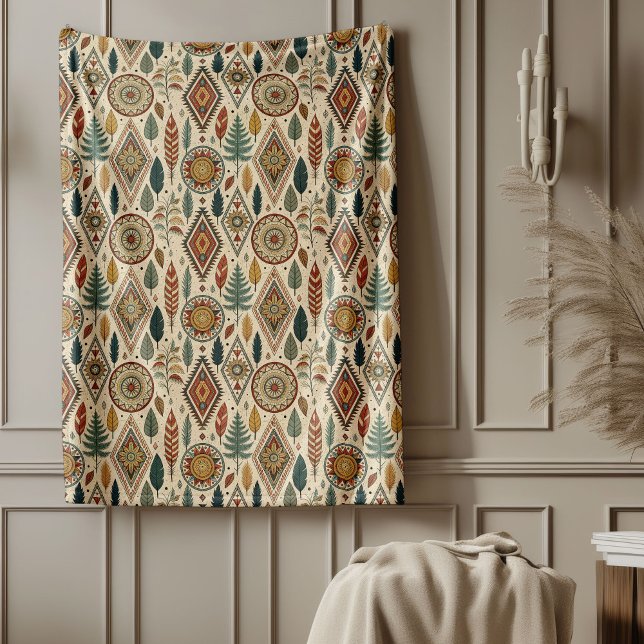 Traditionell etisk, svart, tidslös stamkonst fleecefilt (Traditional Ethnic Blanket Timeless Tribal Art)