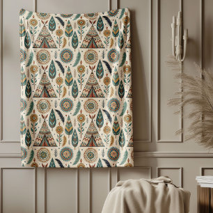 Traditionell etnisk vibrant geometrisk design fleecefilt