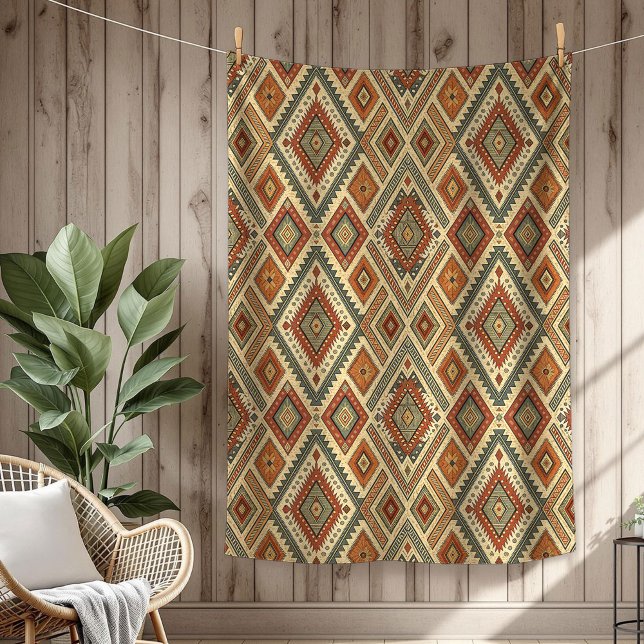 Traditionell etnisk vibration Björnfjädrar, bruna Fleecefilt (Traditional Ethnic vibrant Tribal feathers brown Fleece Blanket)