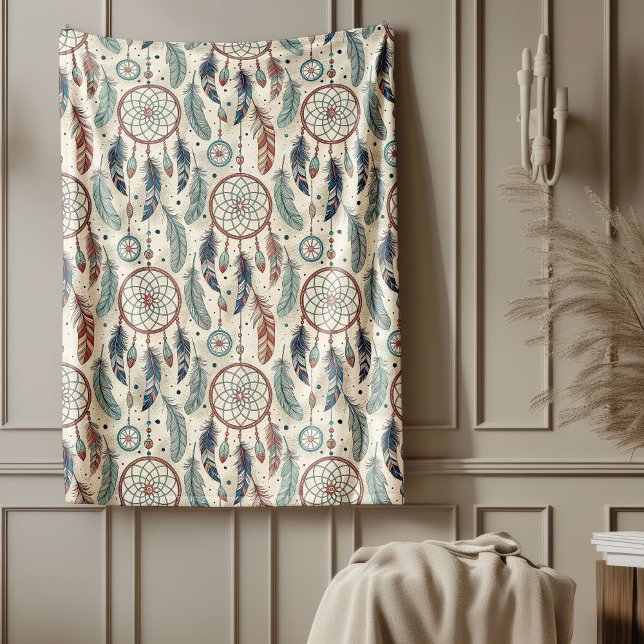 Traditionell etnisk vibration-drömmare av stamstam fleecefilt (Traditional Ethnic vibrant Tribal dreamcatcher Fleece Blanket)