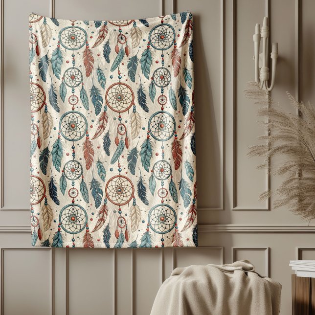 Traditionell etnisk vibration-drömmare av stamstam fleecefilt (Traditional Ethnic vibrant Tribal dreamcatcher Fleece Blanket)