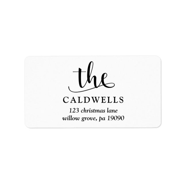 Traditionell familjekalligrafi Vit jul Adressetikett (Framsidan)