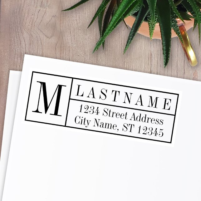 Traditionell familjemonogram och Returadress Självfärgande Stämpel (Skapare uppladdad)