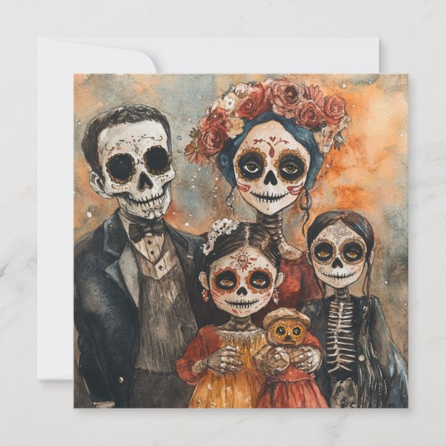 Traditionell familjeregering Dia de los Muertos Inbjudningar (Framsida)