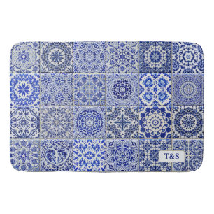 Traditionell färgad Leta efter Par Blue & White Badrumsmatta