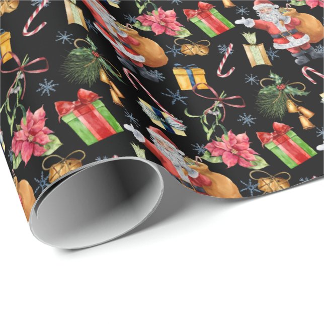 Traditionell färgad tomt, julklapp presentpapper (Rullad Hörn)