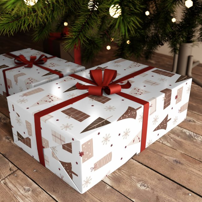 Traditionell Festive Nordic Träd ger julklapp Presentpapper (Skapare uppladdad)