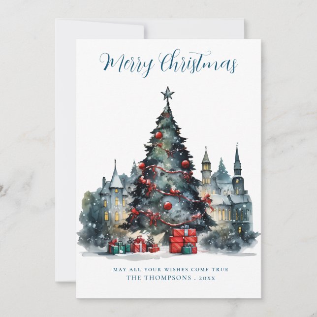 Traditionell Festive-scen God jul Julkort (Framsida)