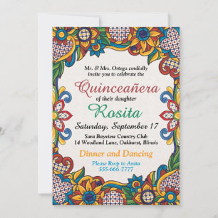 Traditionell Fiesta Spansk Border Quinceanera Inbj Inbjudningar
