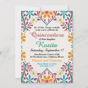 Traditionell Fiesta Spansk Border Quinceanera Inbjudningar