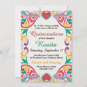 Traditionell Fiesta Spansk Border Quinceanera Inbjudningar